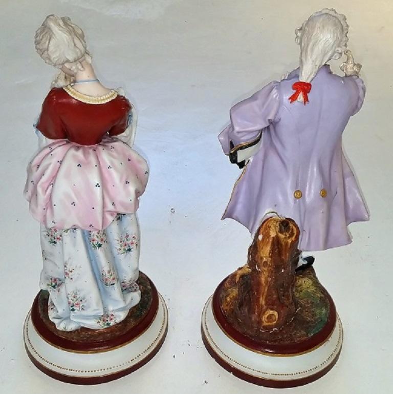 Hand-Crafted Pair of 19th Century Limoges Monvoisin Porcelain Figurines For Sale