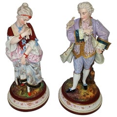 Pair of 19th Century Limoges Monvoisin Porcelain Figurines