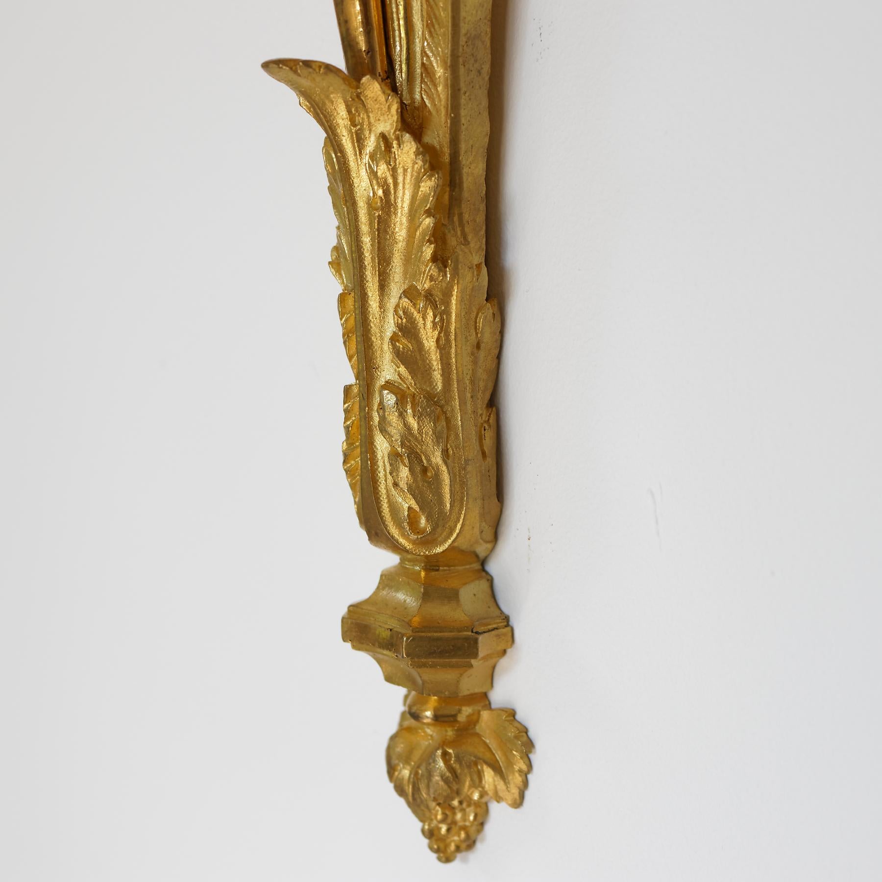 18th Century and Earlier Pair of 18th Century French Ormolu Three-Branch Wall Sconces