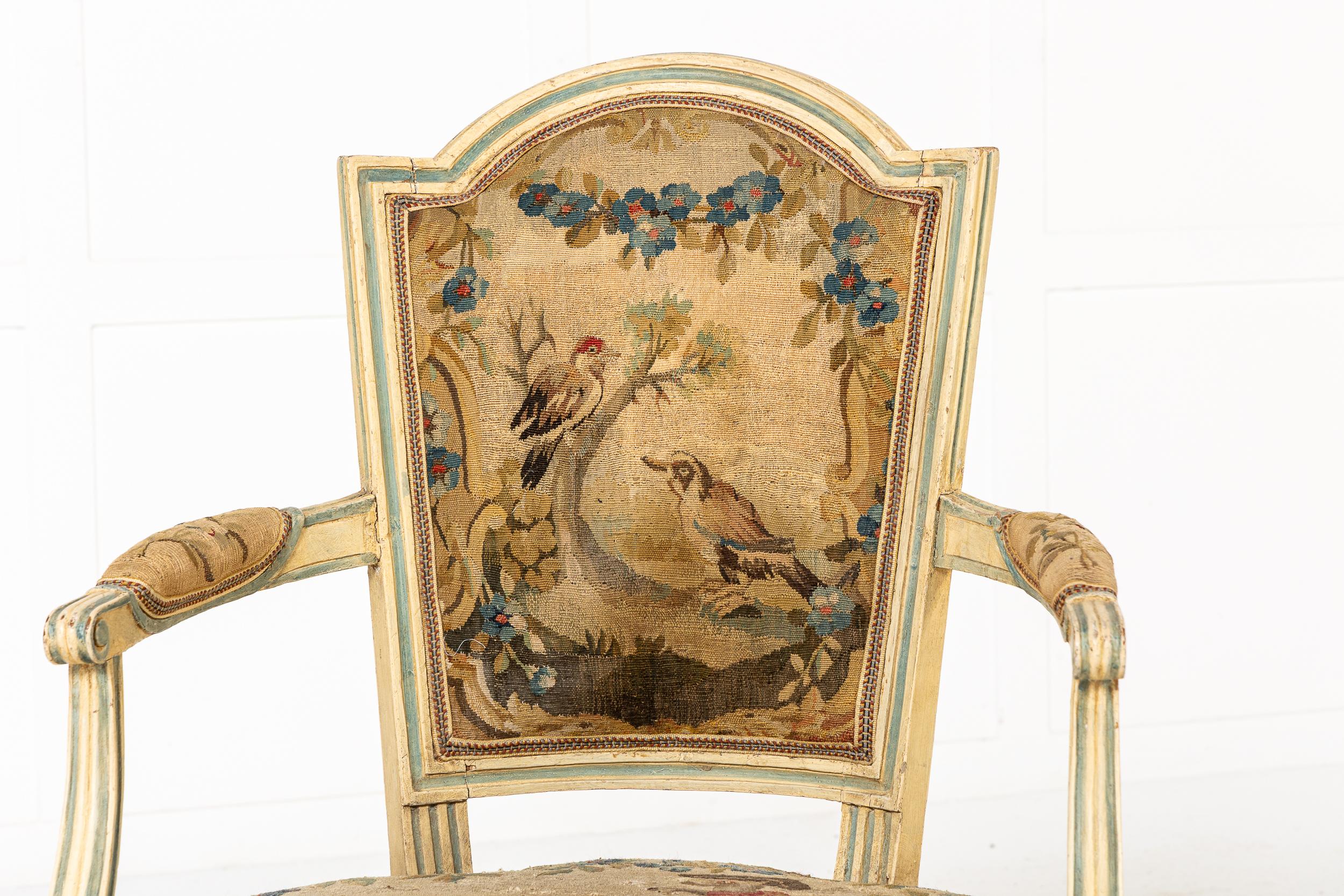 Pair of 18th Century French Painted Armchairs In Excellent Condition For Sale In Gloucestershire, GB