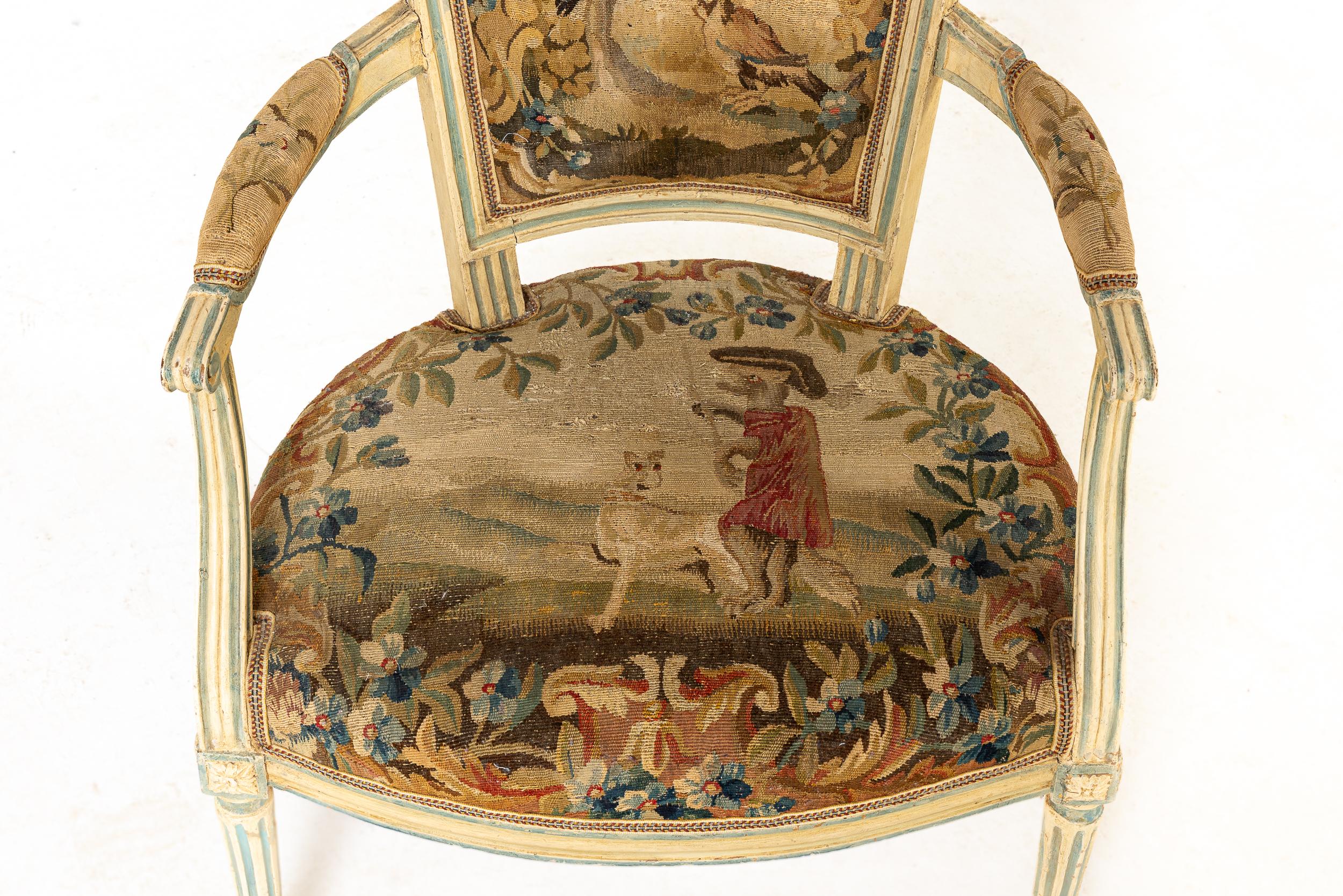 18th Century and Earlier Pair of 18th Century French Painted Armchairs For Sale