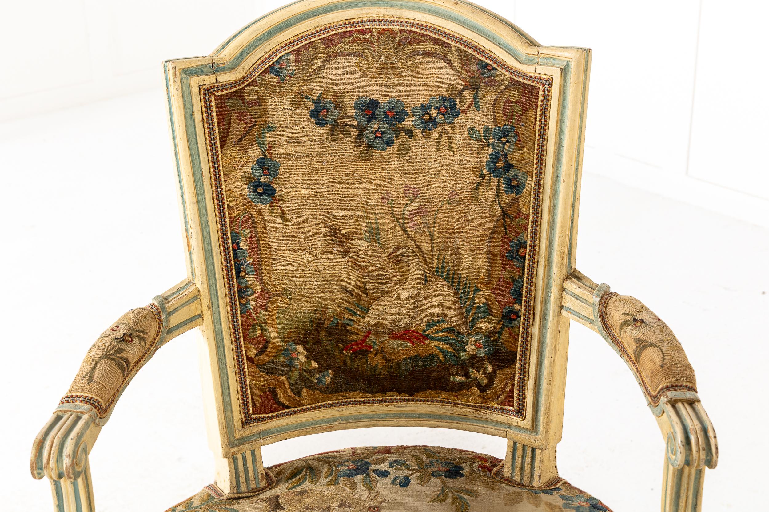 Pair of 18th Century French Painted Armchairs For Sale 3