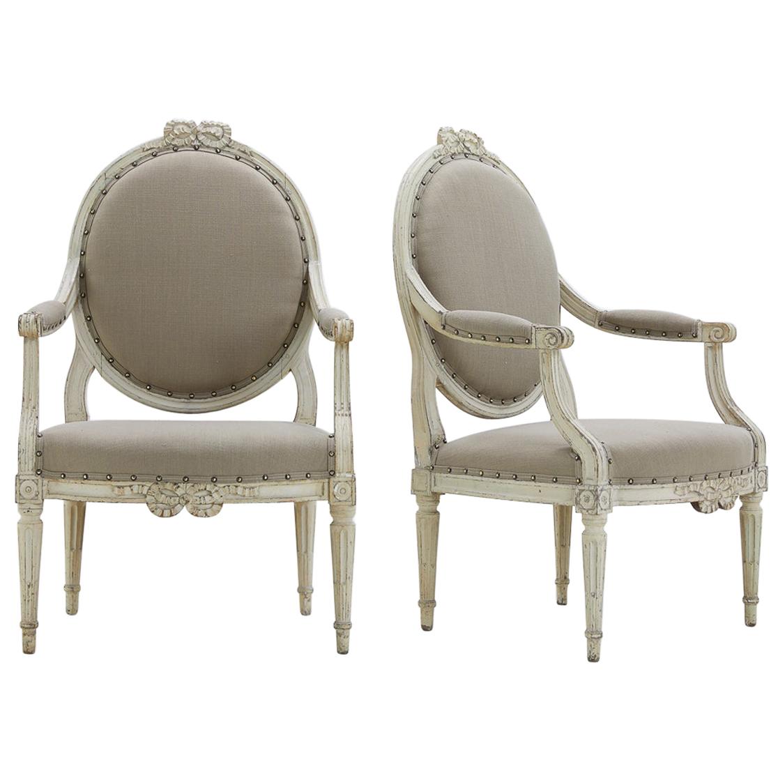 Pair of 18th Century French Painted Armchairs