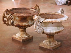 Early 20th Century French Painted Iron Chambord Garden Urn Planters