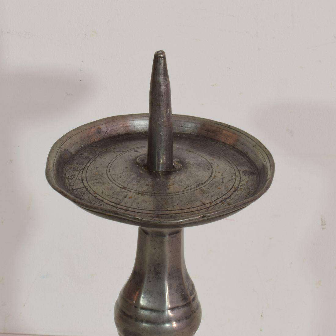 Pair of 18th Century French Pewter Candleholders 6