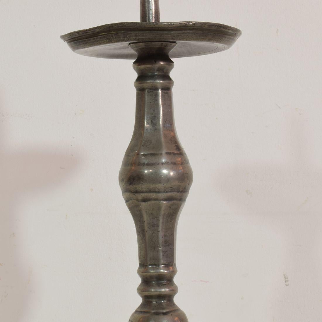 Pair of 18th Century French Pewter Candleholders 7