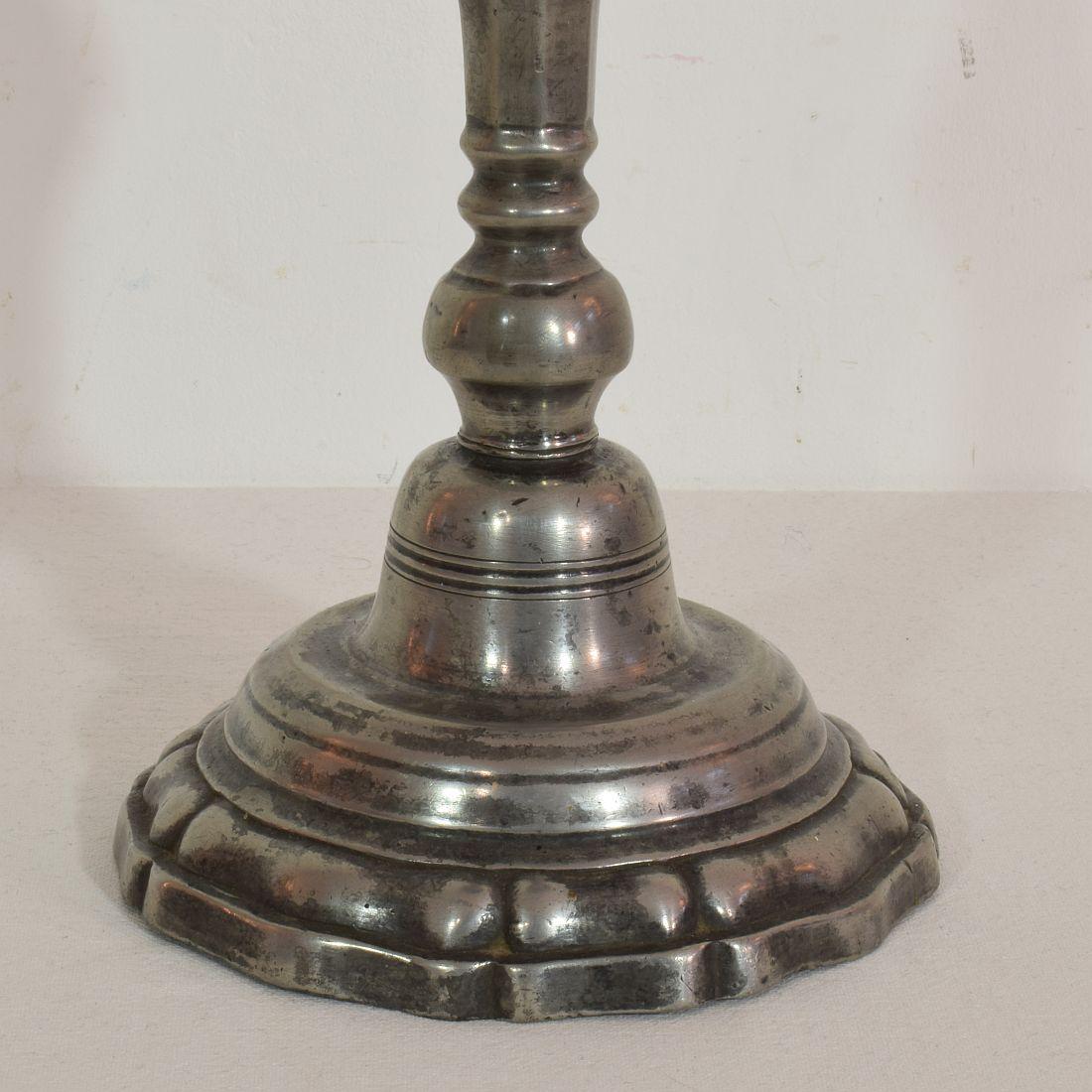 Pair of 18th Century French Pewter Candleholders 8