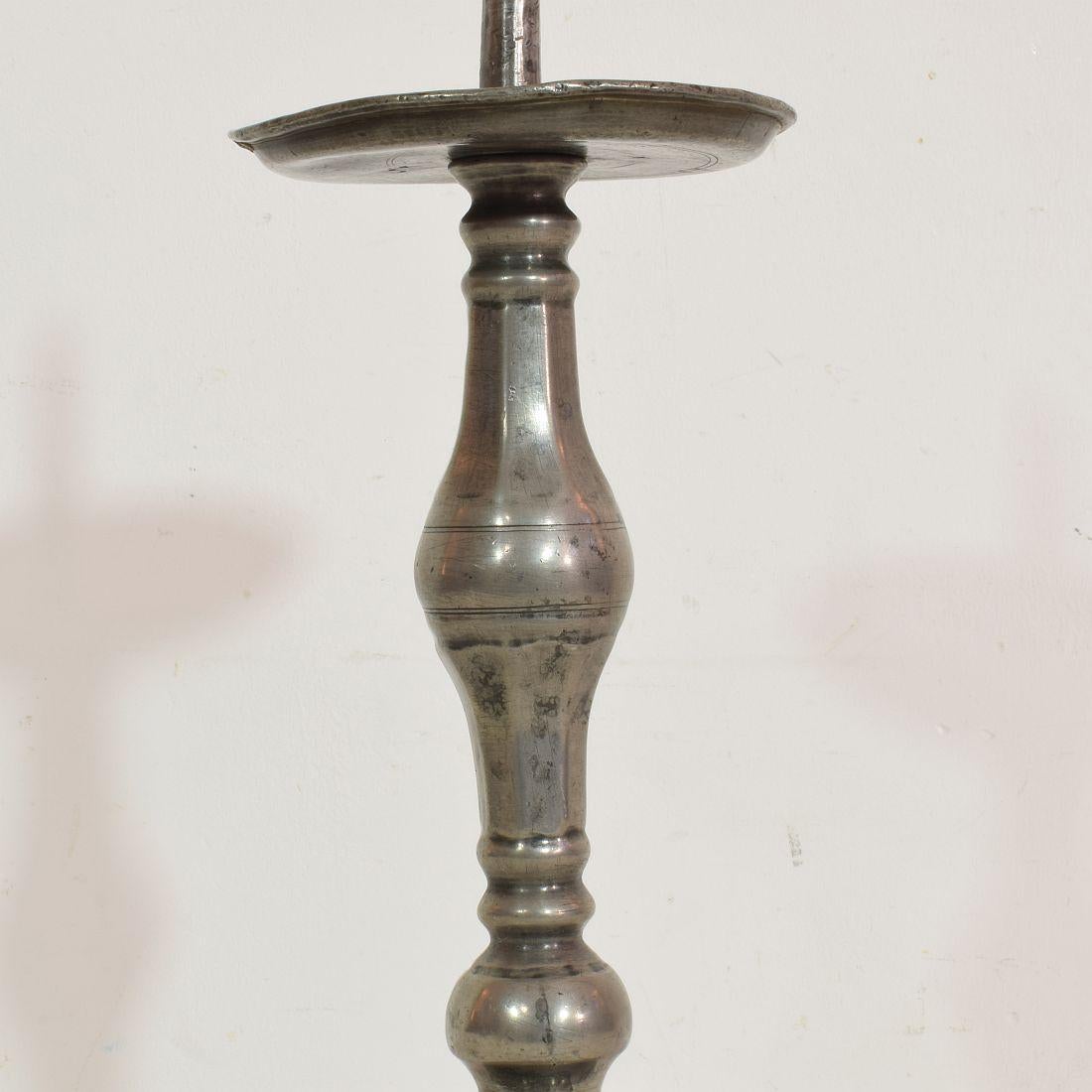 Pair of 18th Century French Pewter Candleholders 12