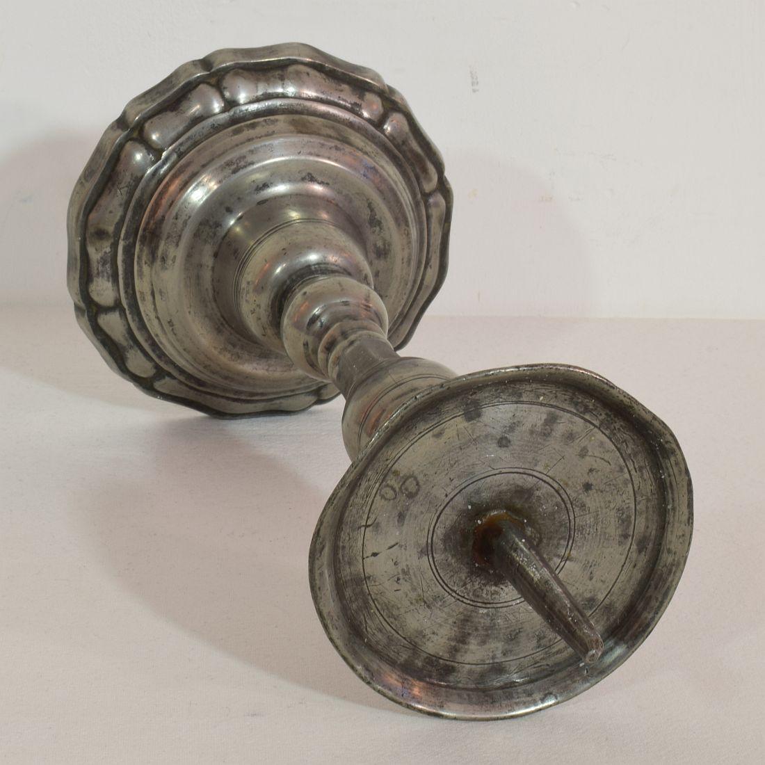 Pair of 18th Century French Pewter Candleholders 14