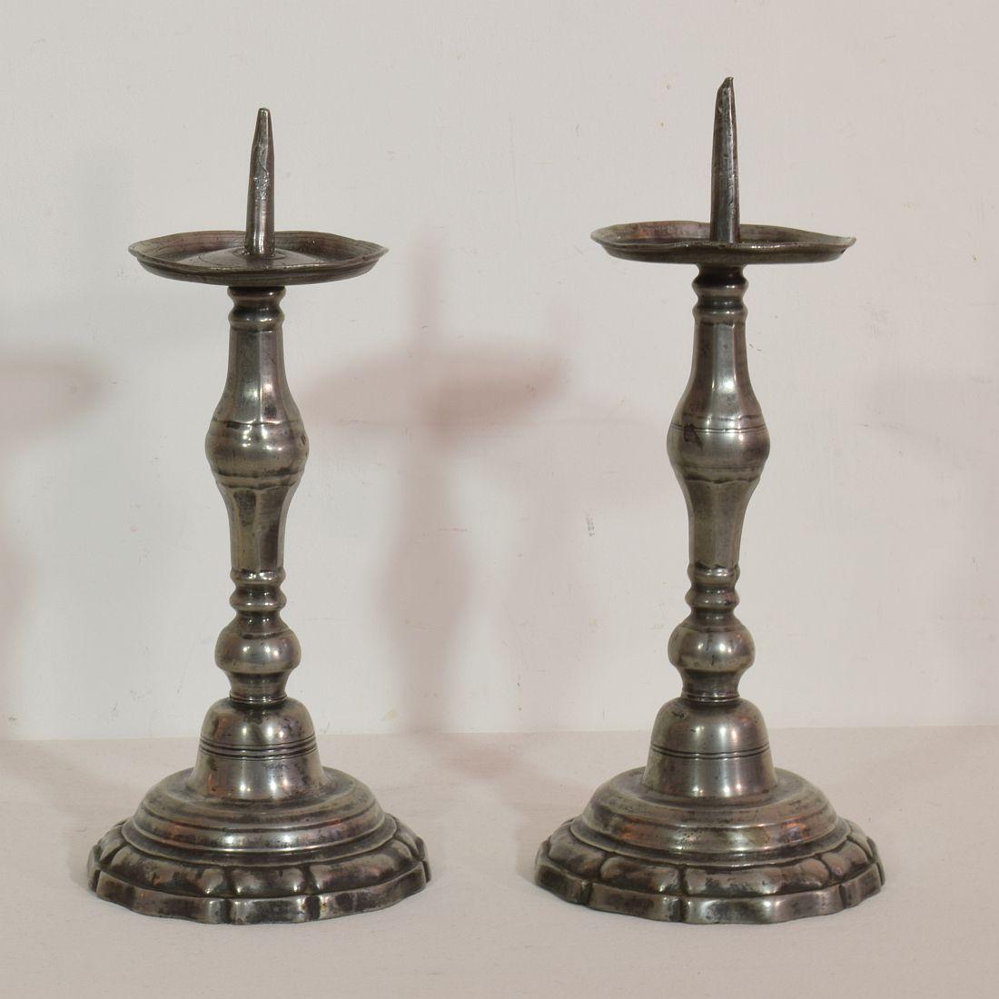 Pair of 18th Century French Pewter Candleholders 1