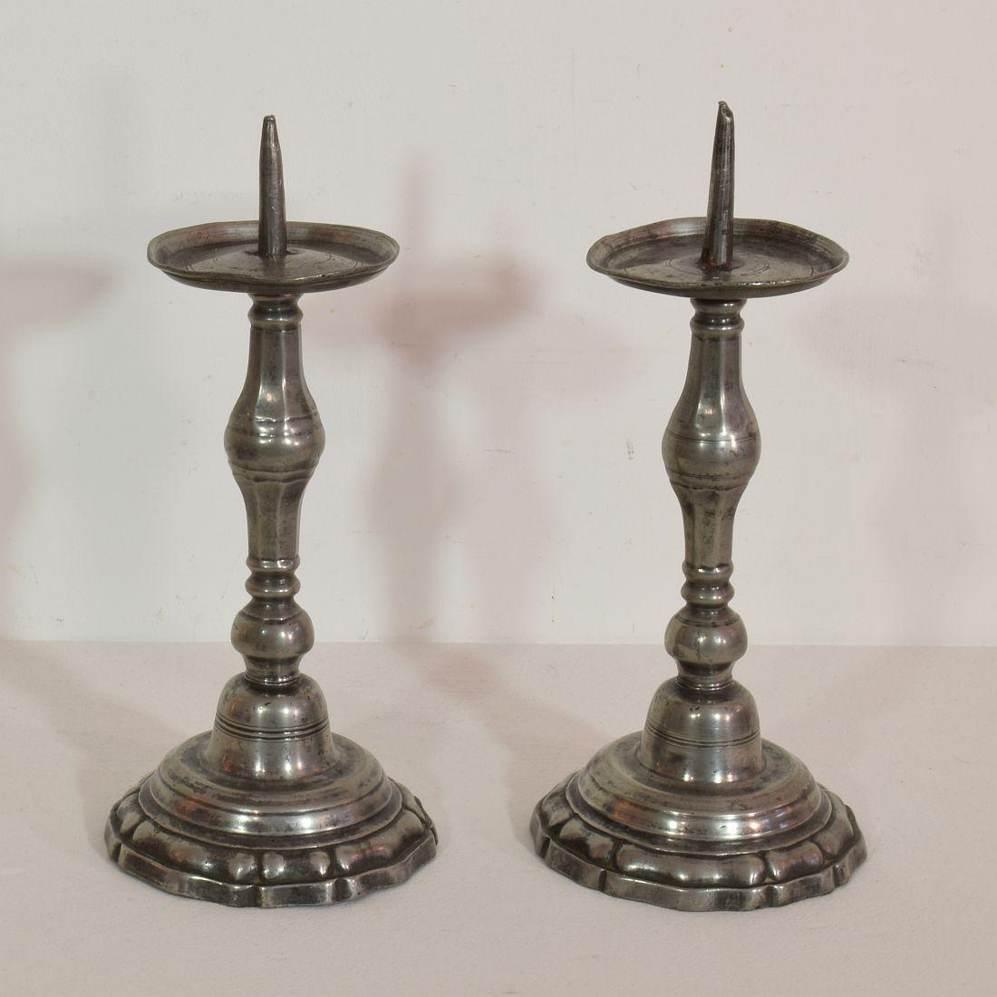 Pair of 18th Century French Pewter Candleholders 2