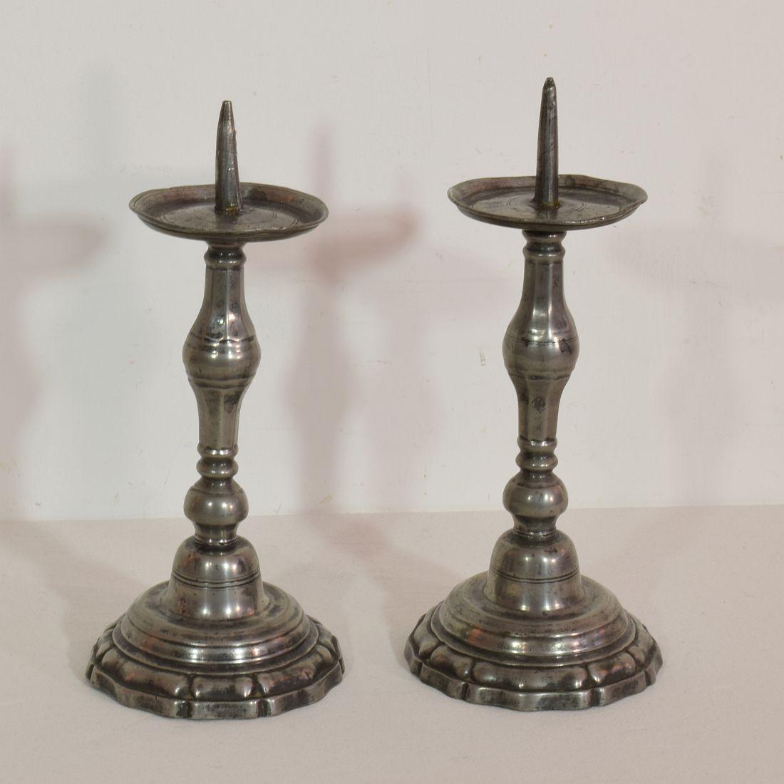 Pair of 18th Century French Pewter Candleholders 3
