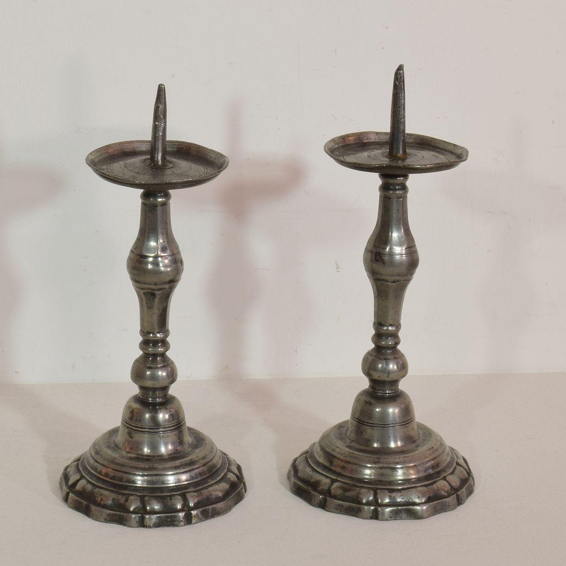 Pair of 18th Century French Pewter Candleholders 4