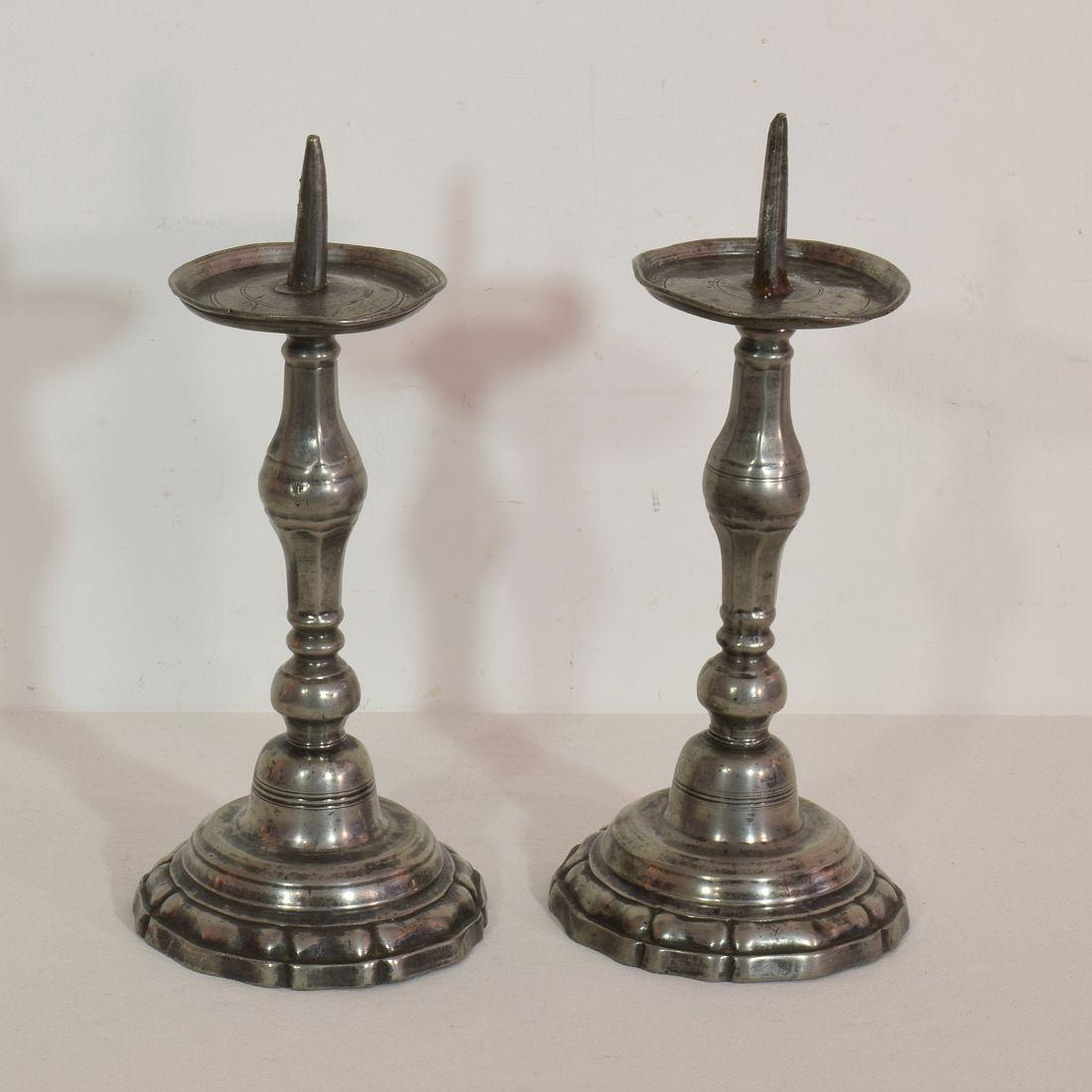 Pair of 18th Century French Pewter Candleholders 5