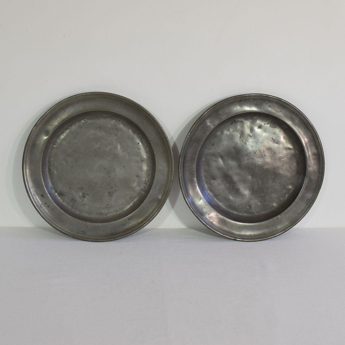 Pair of 18th Century French Pewter Serving Plates 1