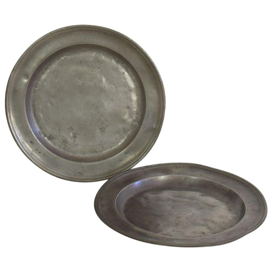 Pair of 18th Century French Pewter Serving Plates