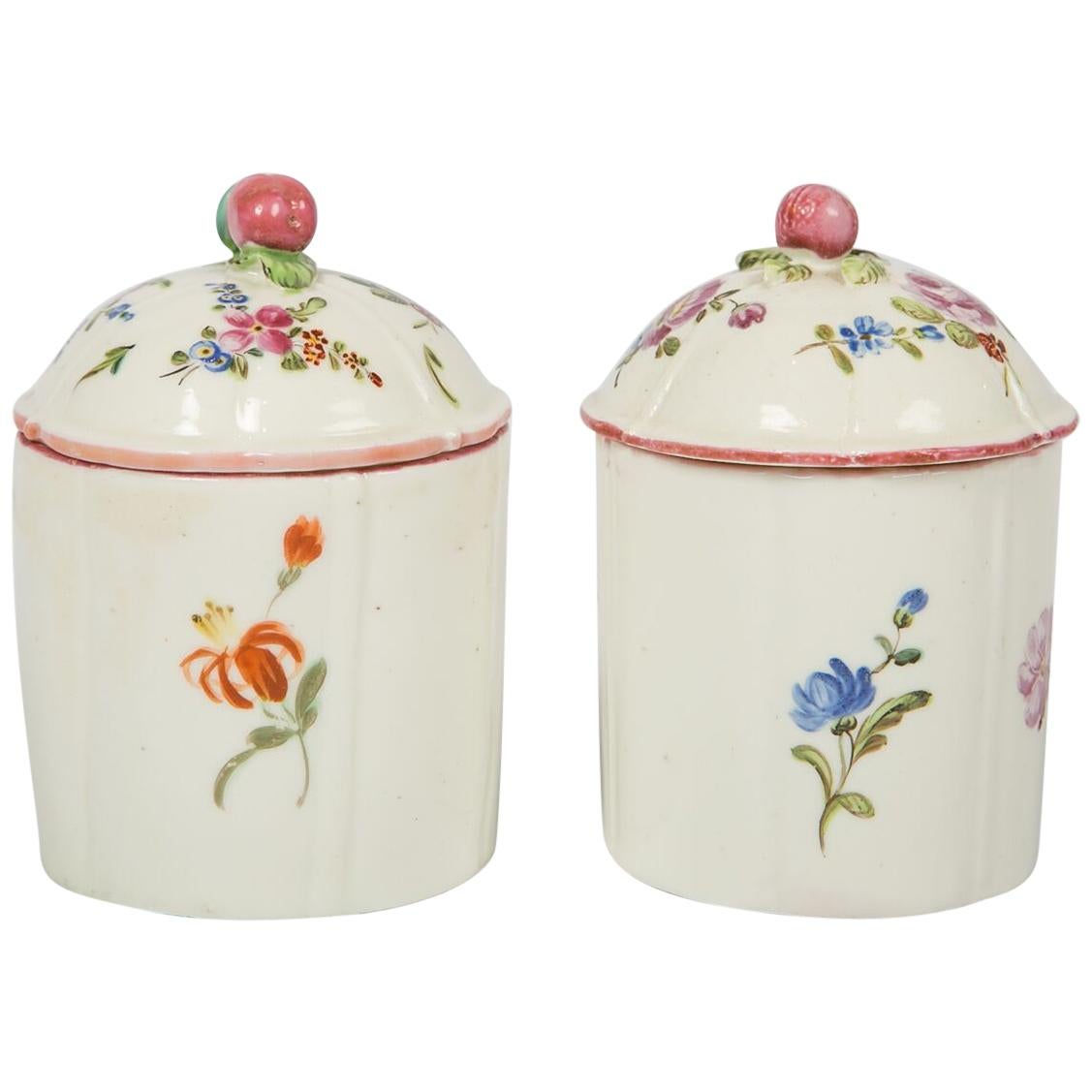 Pair Mennecy 18th Century French Porcelain Pots Made Circa 1750