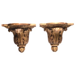 Pair of 18th Century French Regence Petite Giltwood Brackets