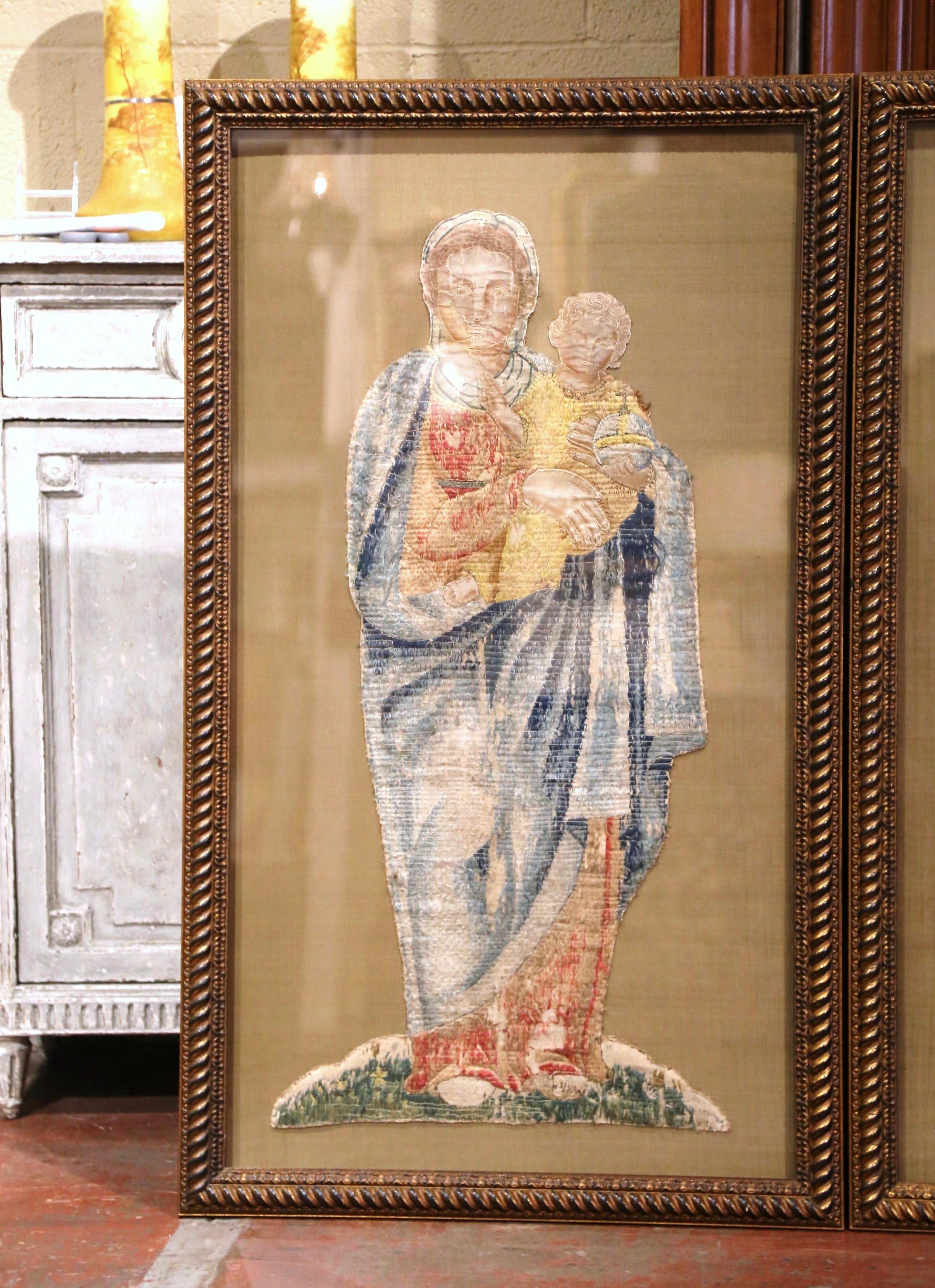 Pair of 18th Century French Religious Tapestries in Carved Gilt Frames In Excellent Condition In Dallas, TX