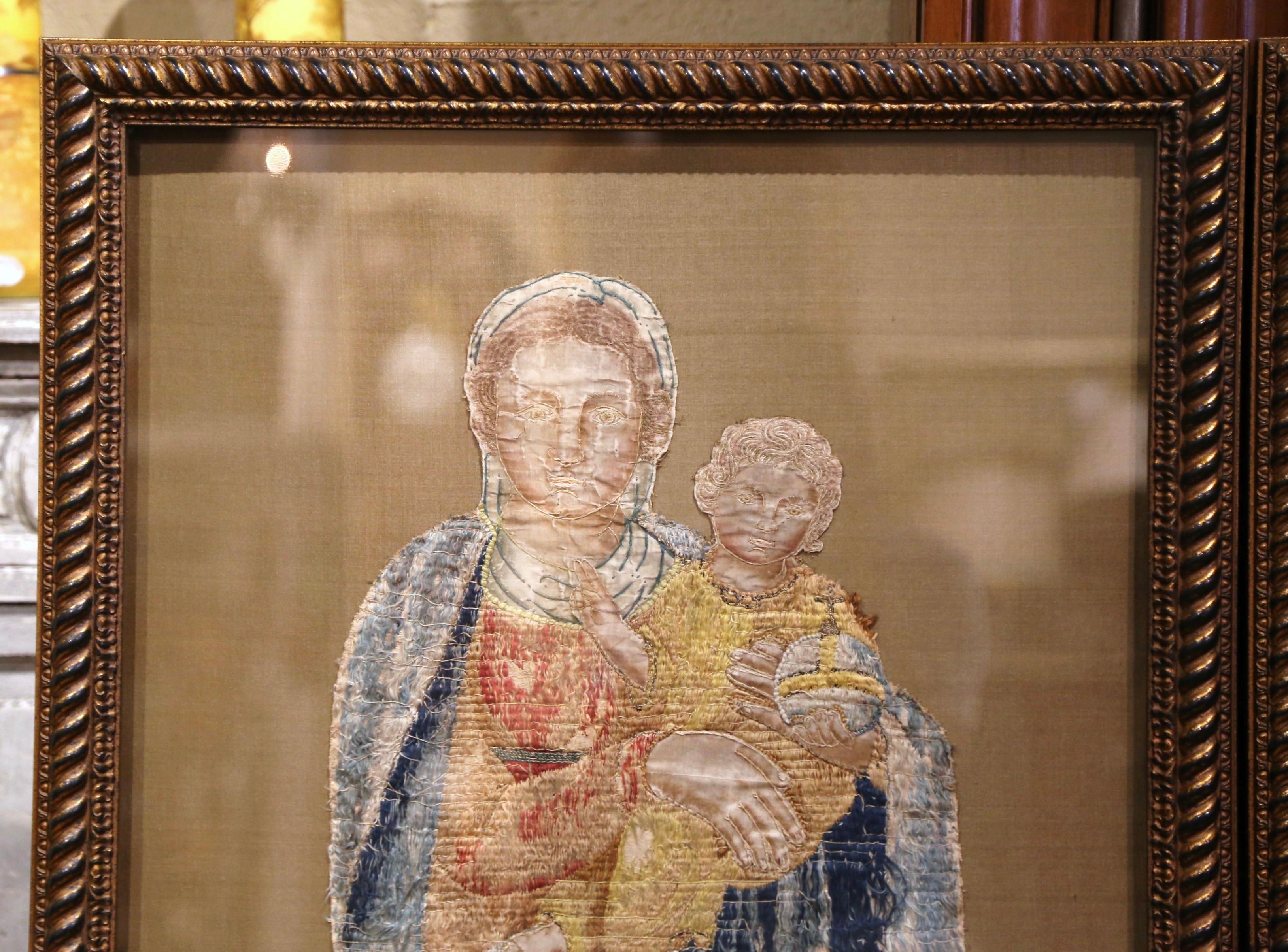 Pair of 18th Century French Religious Tapestries in Carved Gilt Frames 2