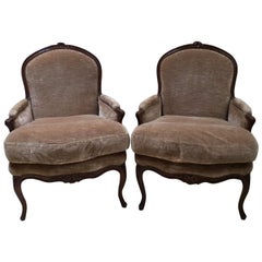 Pair of 18th Century French Walnut Bergere Chairs