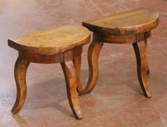 Pair of 18th Century French Walnut Milking Stools from Normandy