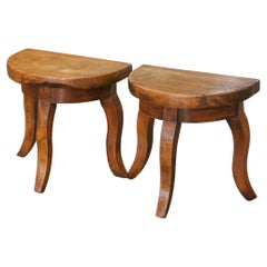 Pair of 18th Century French Walnut Milking Stools from Normandy