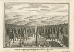 Pair of 18th-Century Garden Engravings – Hellbrunn & Trianon, Baroque Views