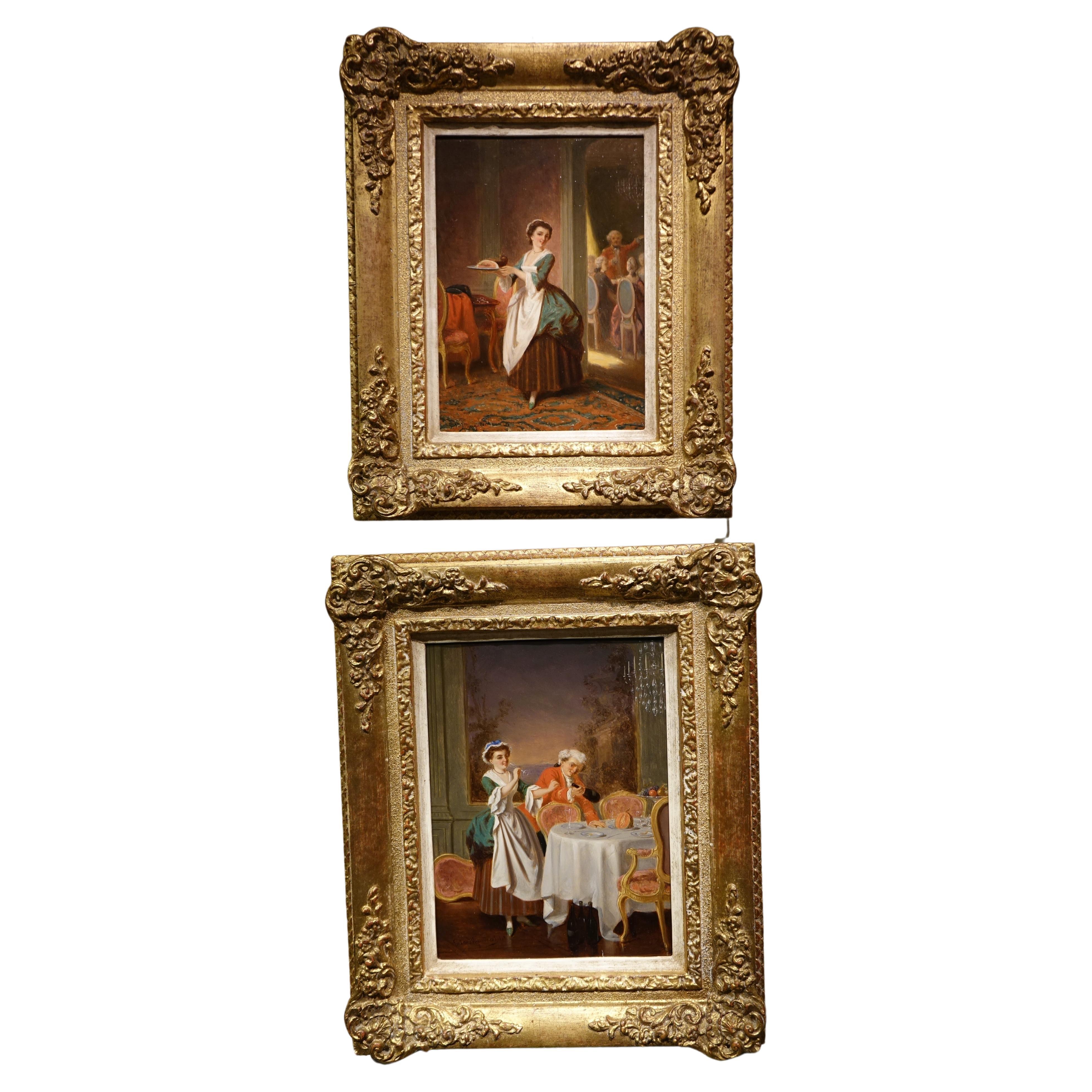 Paar Genre-Szenen aus dem 18. Jahrhundert, P.t. Van Wijngaerdt , 1816-1893 im Angebot