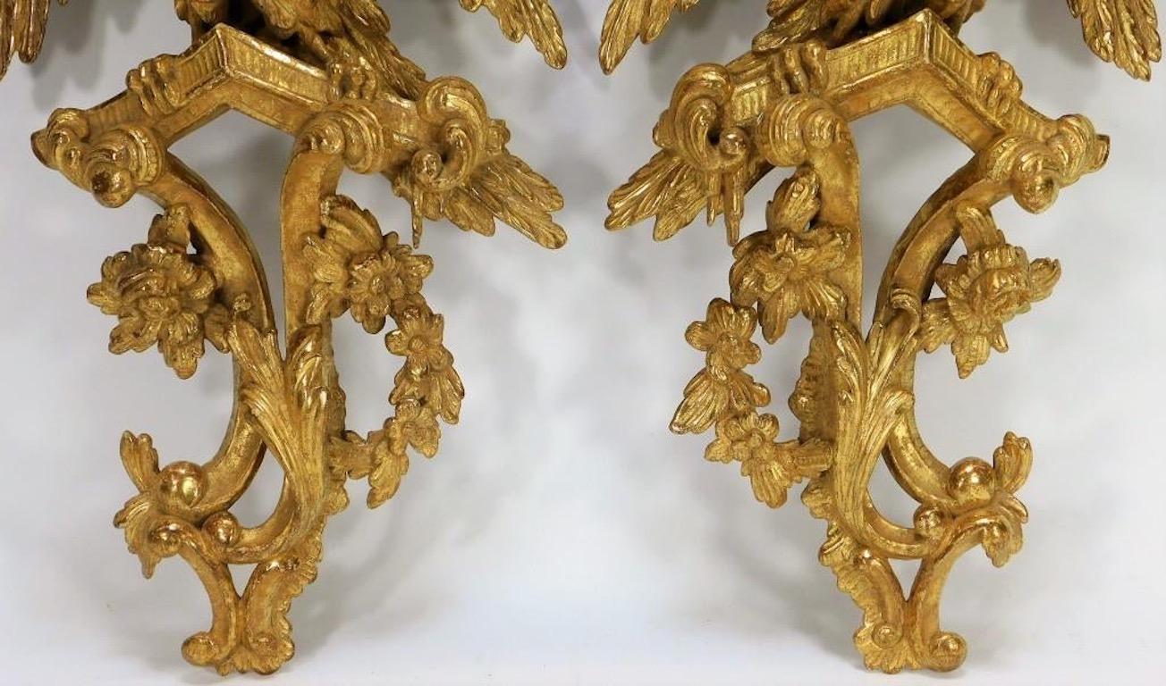 Georgian Pair of 18th Century George II Giltwood Eagle Wall Brackets