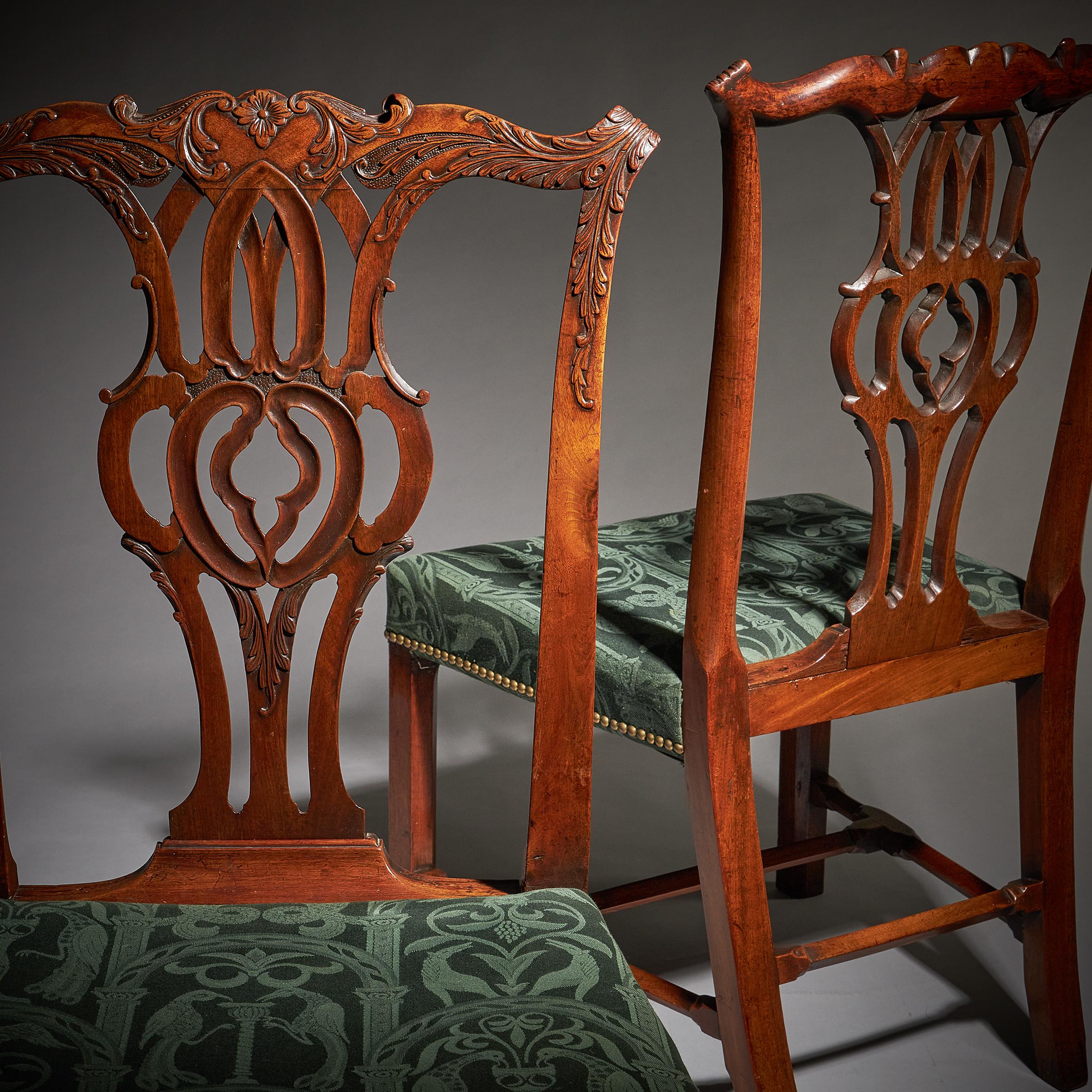Pair of 18th Century George III Carved Mahogany Chippendale Chairs In Good Condition For Sale In Oxfordshire, United Kingdom