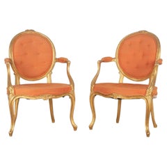 Pair of 18th Century George III Giltwood Open Armchairs