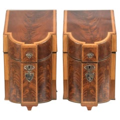 Pair of 18th Century George III Inlaid Mahogany Knife or Cutlery Boxes