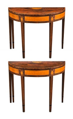 Pair of 18th Century George III Mahogany and Satinwood Inlaid Card Tables