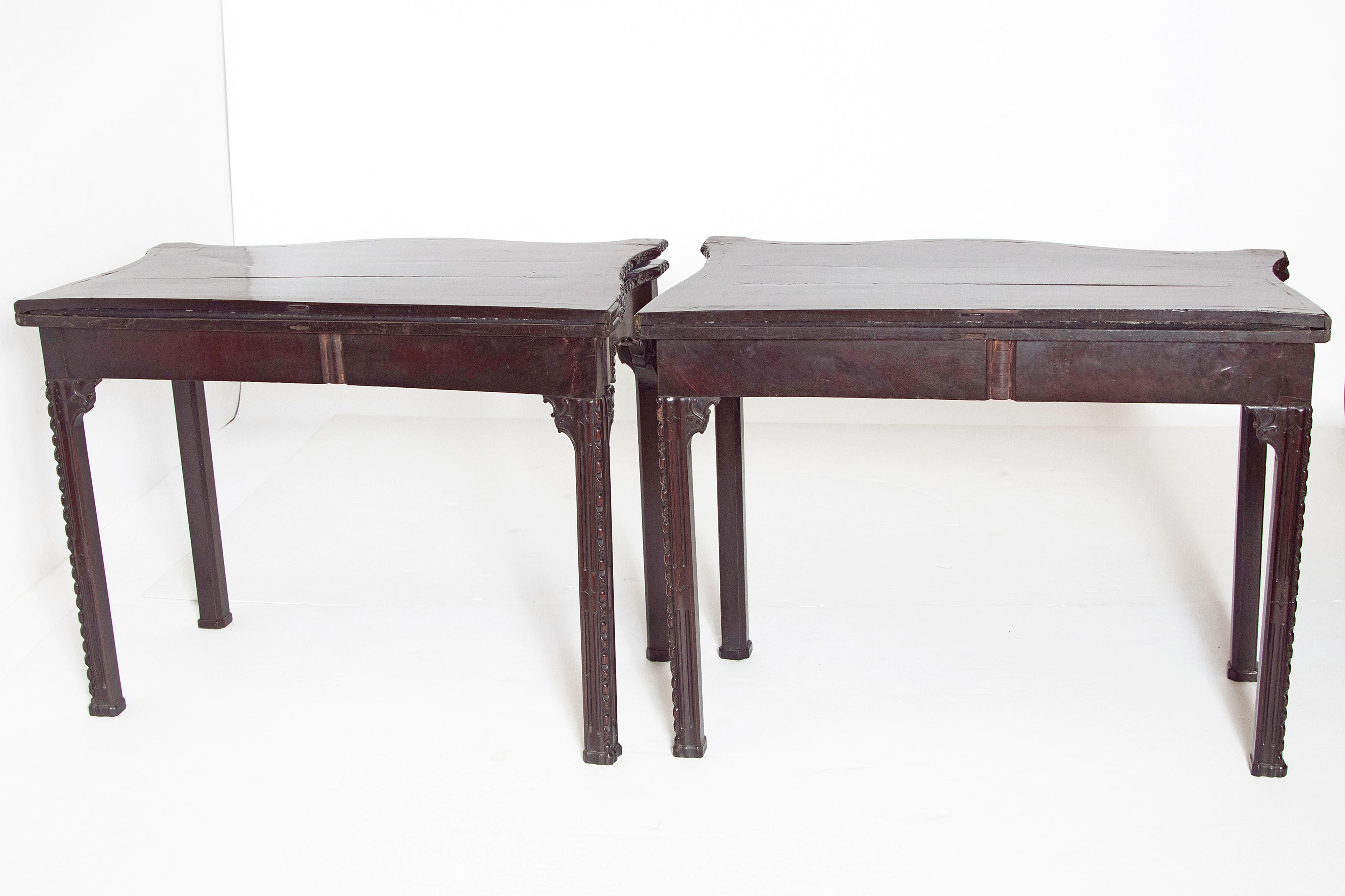 Pair of 18th Century George III Mahogany Card Tables In Good Condition In Dallas, TX