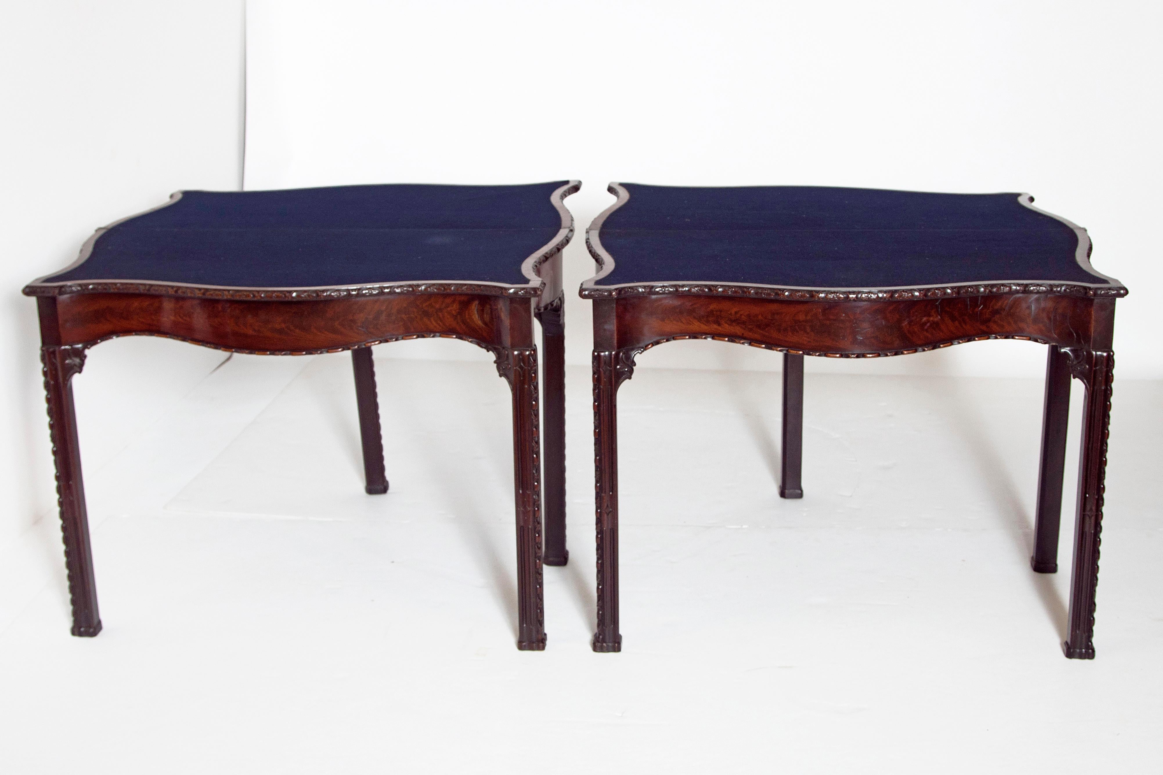 Pair of 18th Century George III Mahogany Card Tables 1