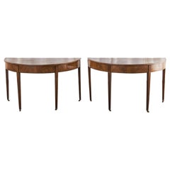 Pair of 18th Century George III Mahogany Demilune Console Tables