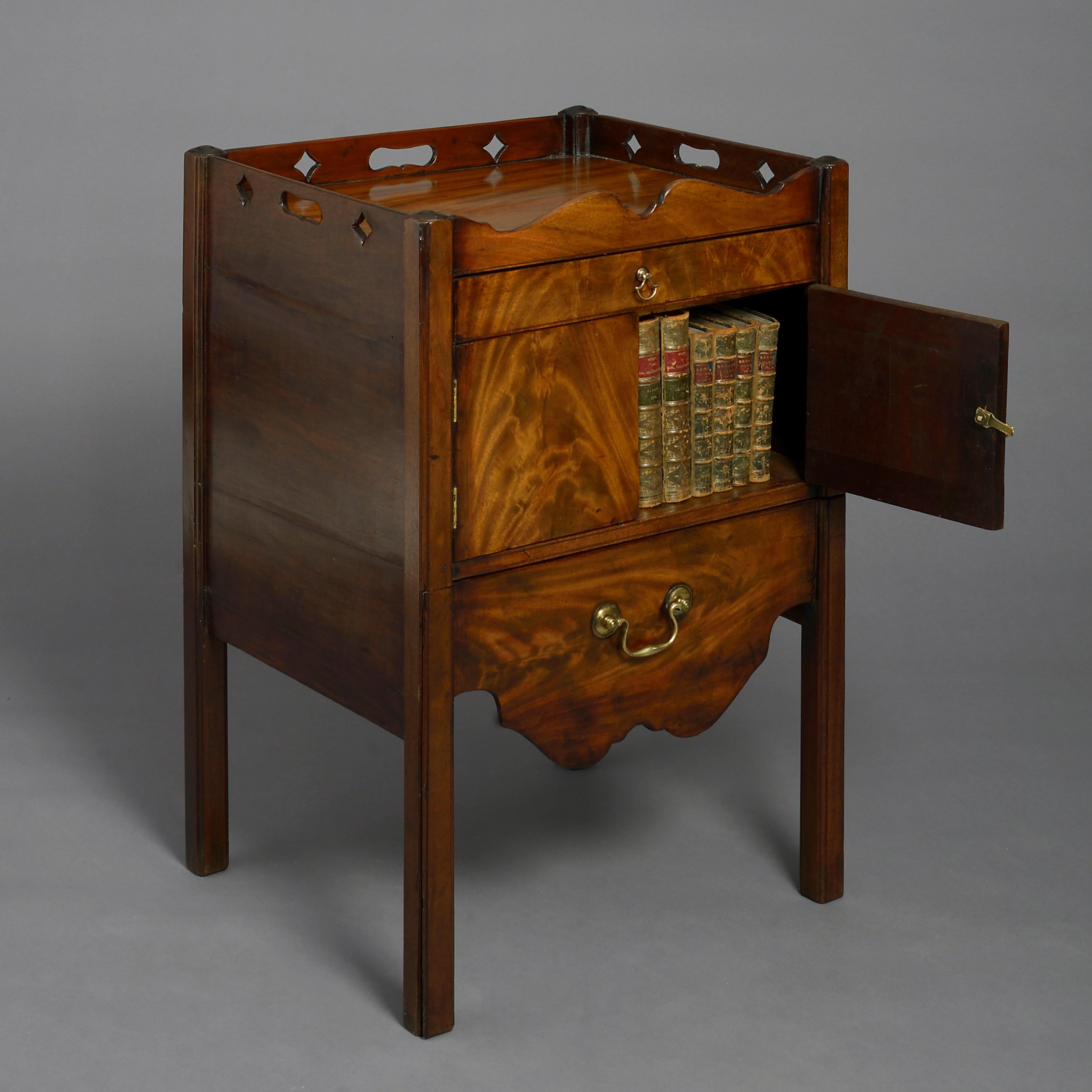 Pair of 18th Century George III Period Mahogany Bedside Cabinets 1