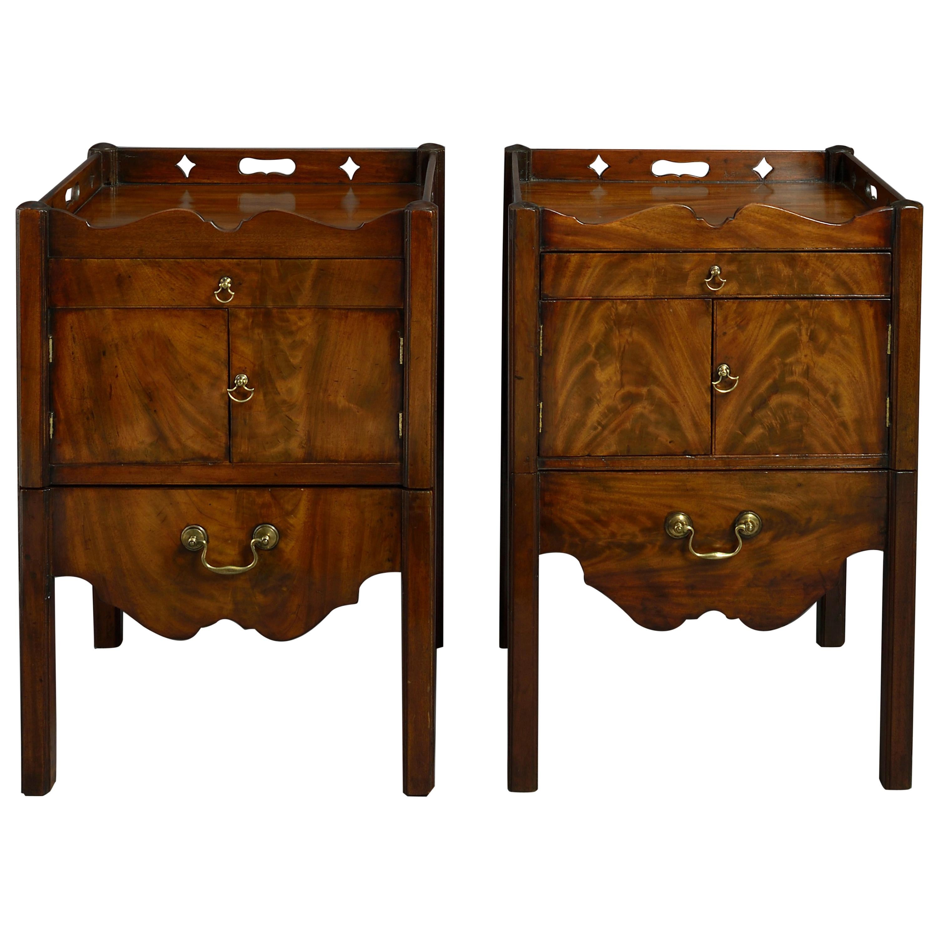 Pair of 18th Century George III Period Mahogany Bedside Cabinets