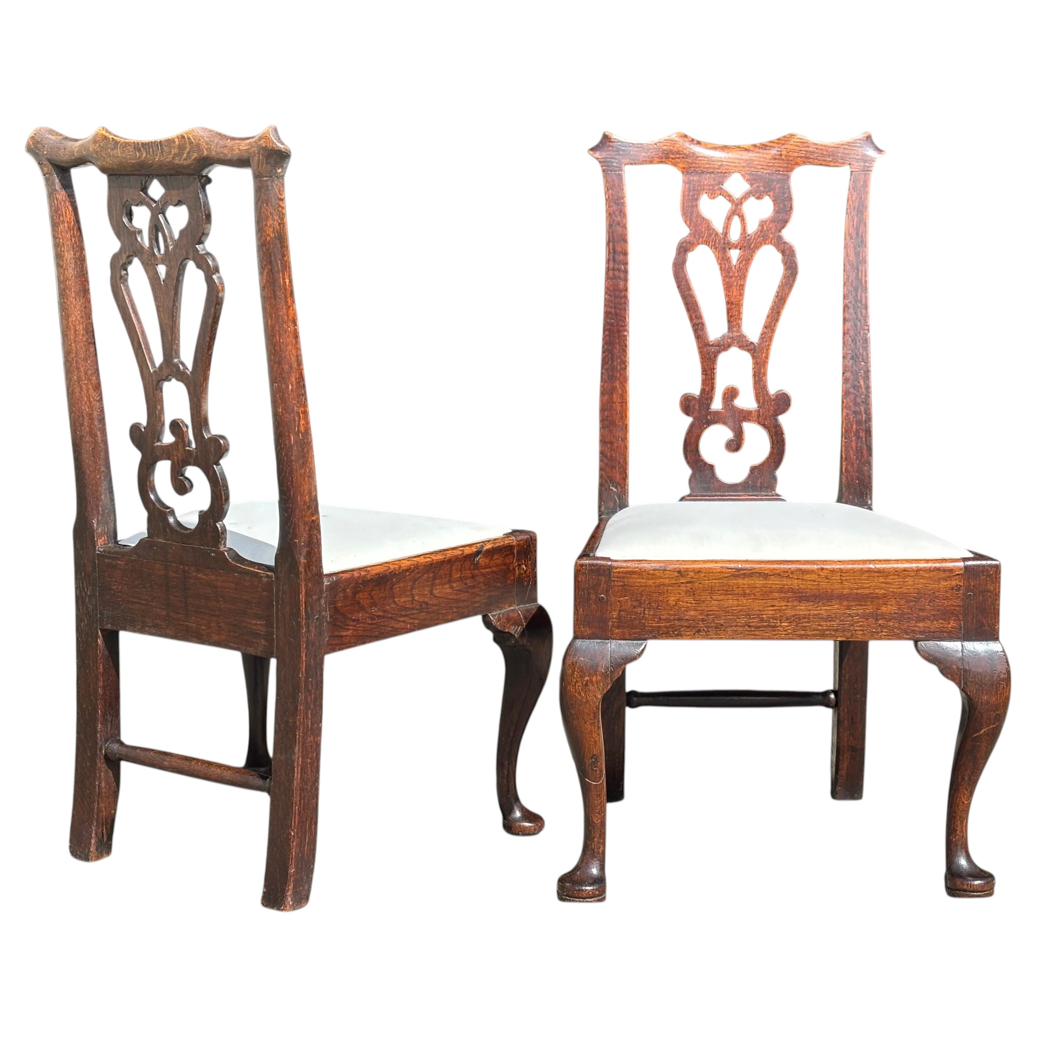 Pair of 18th Century George III Period Oak Side Chairs