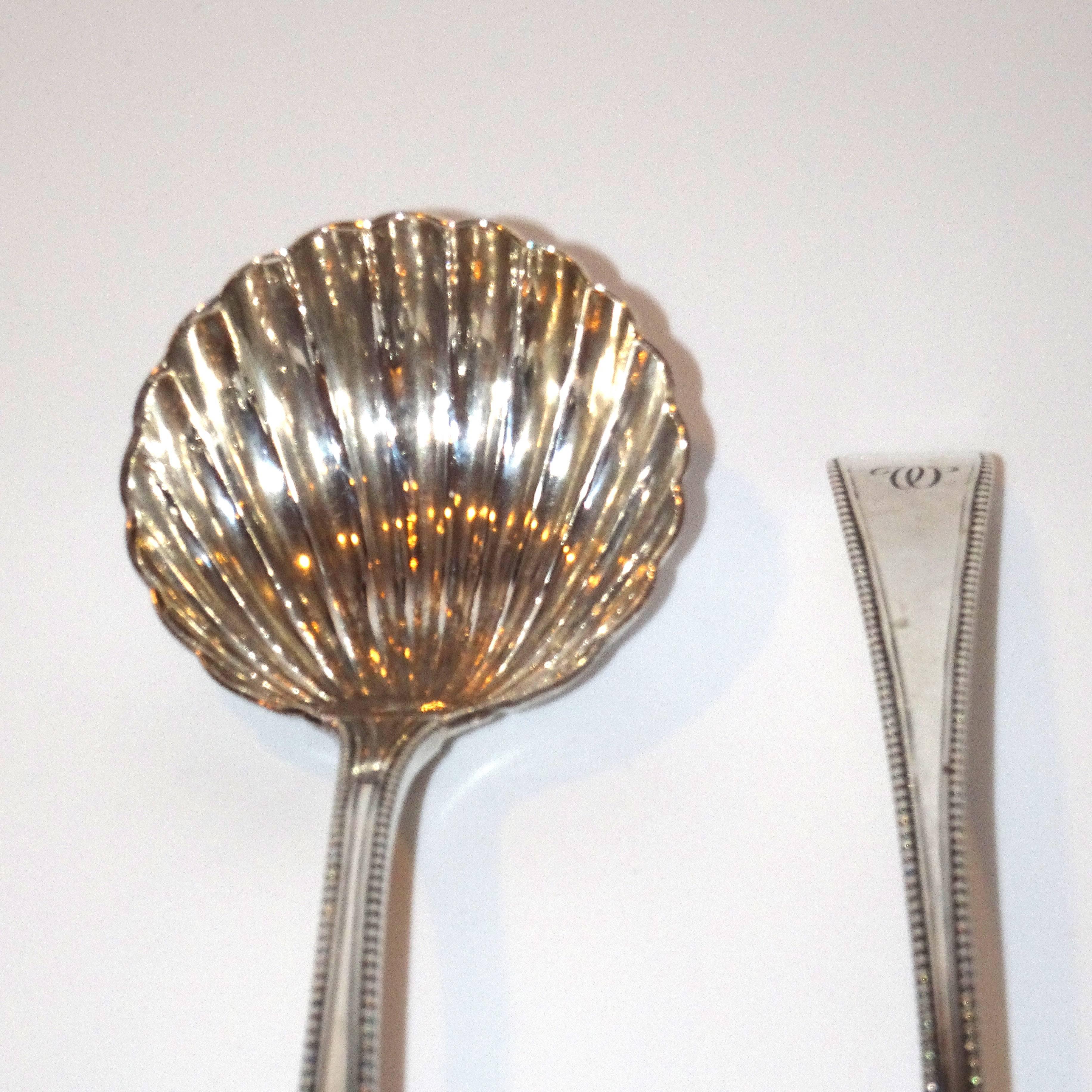 English Pair of 18th Century George Smith III Sterling Silver Shell Ladles For Sale