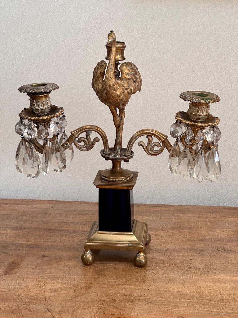 18th Century and Earlier Pair of 18th Century Georgian Gilt Bronze Ostrich Candelabra, Parker and Perry For Sale
