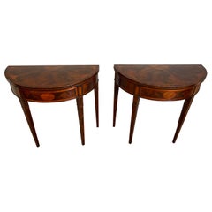 Pair Of 18th Century Georgian Mahogany Demilune Card Tables