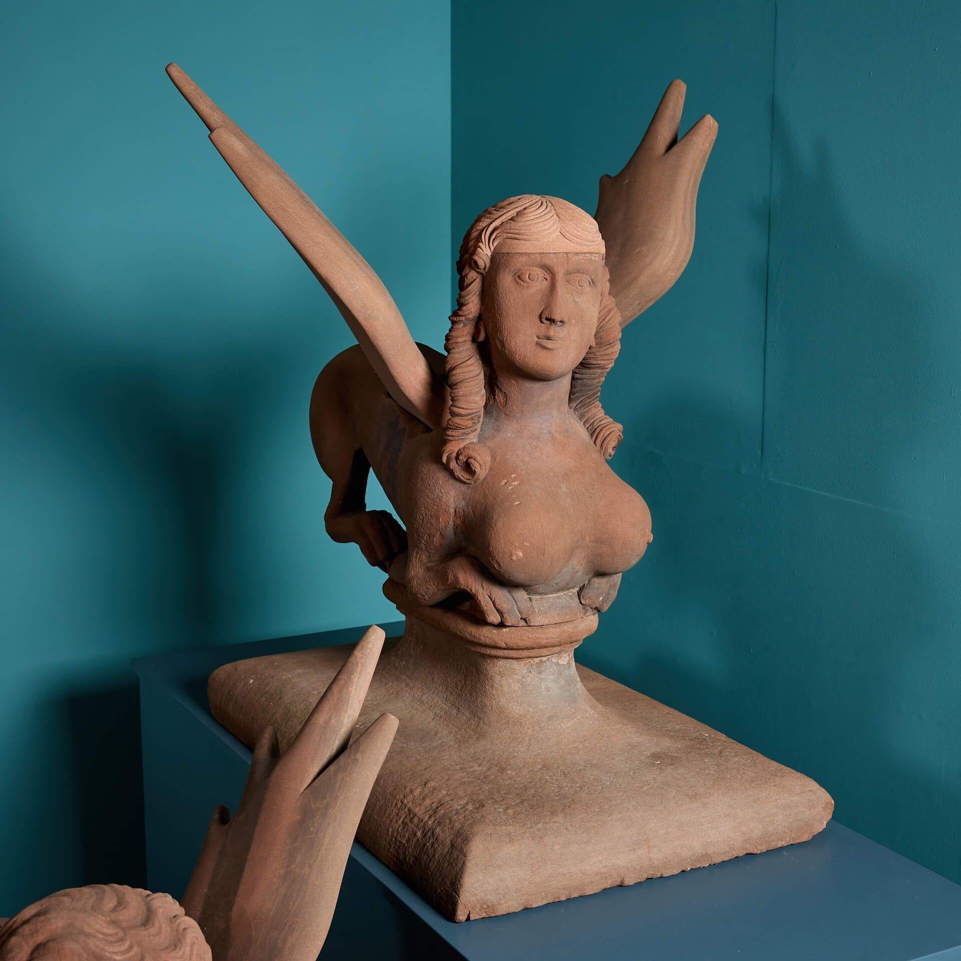 Pair of 18th Century Georgian Stone Sphinxes by James Gibbs In Fair Condition For Sale In Wormelow, Herefordshire