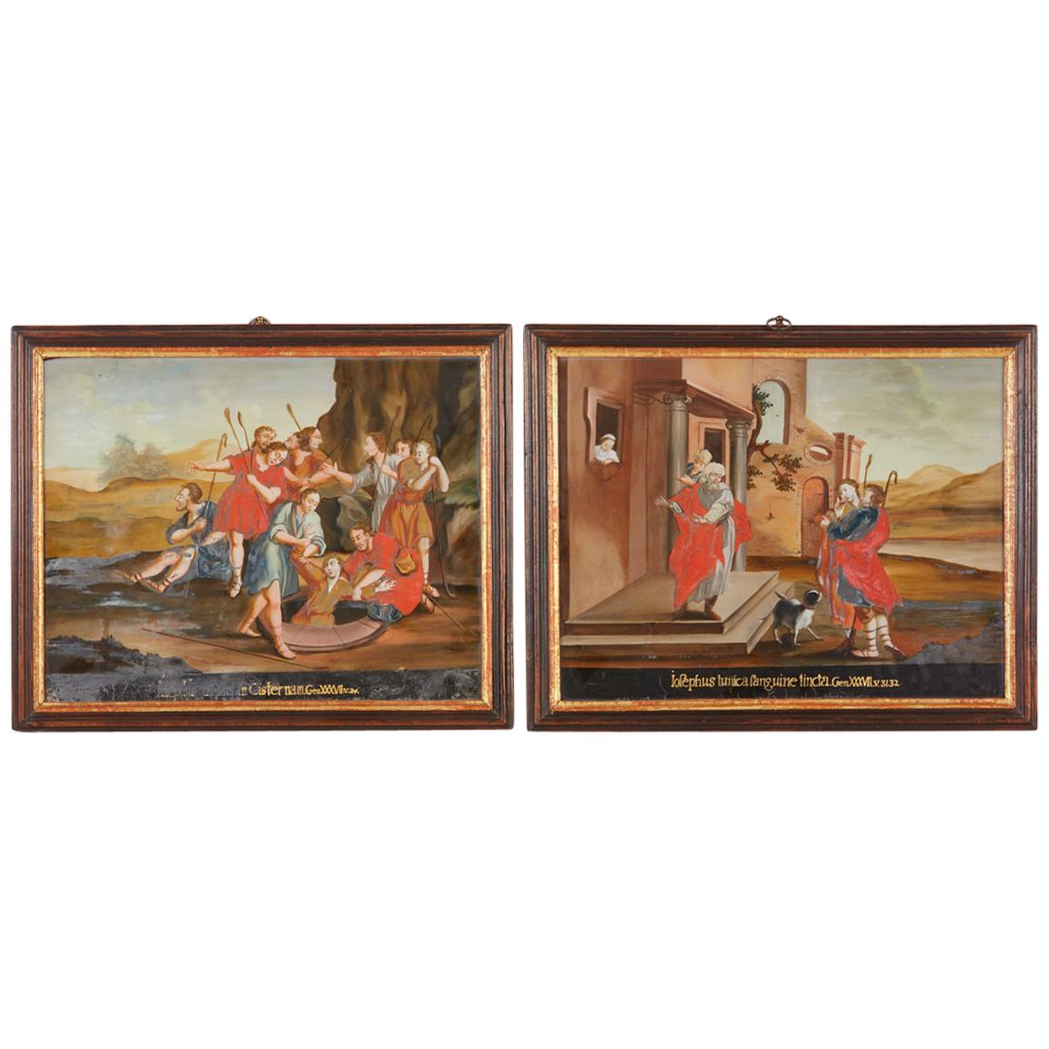 Pair of 18th Century German or Chinese Reverse Glass Paintings