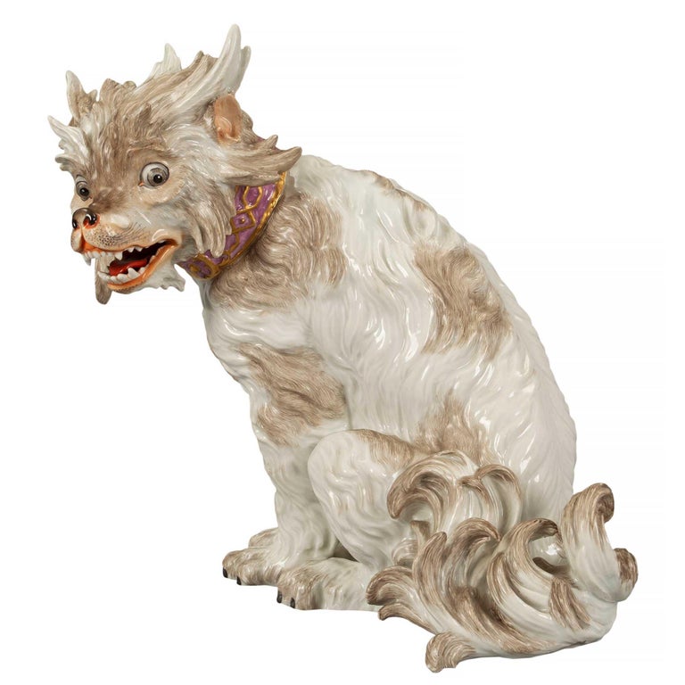 Pair Of 18th Century German Porcelain Dogs Circa 1764 Stamped Ludwigsburger - 