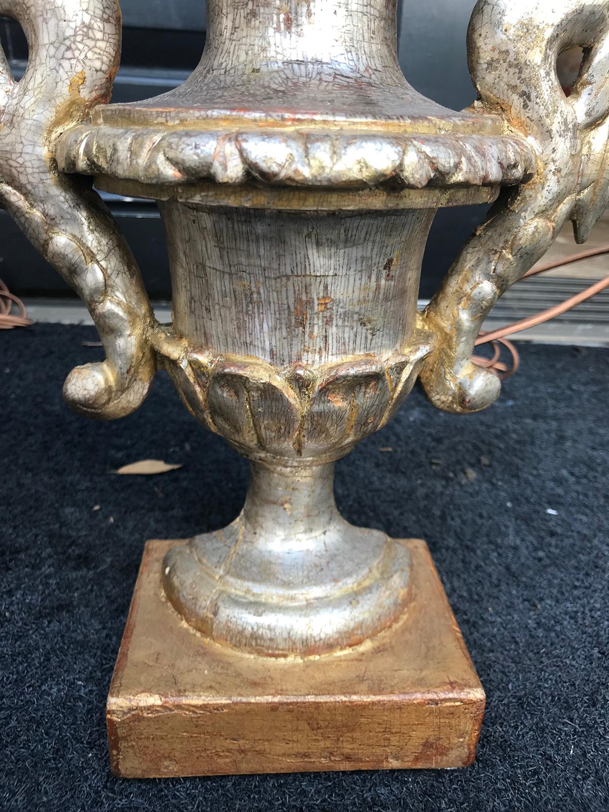 Pair of 18th Century Gilded Italian Neoclassical Urns as Lamps 6