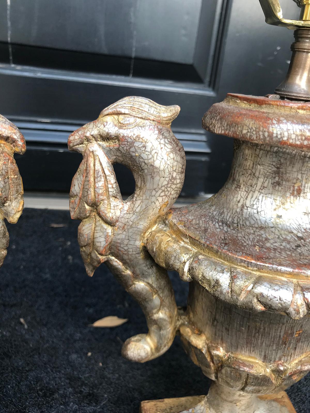Pair of 18th Century Gilded Italian Neoclassical Urns as Lamps 5