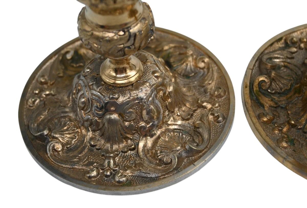 Louis XIV Pair Of 18th Century Gilt Bronze Candlesticks For Sale