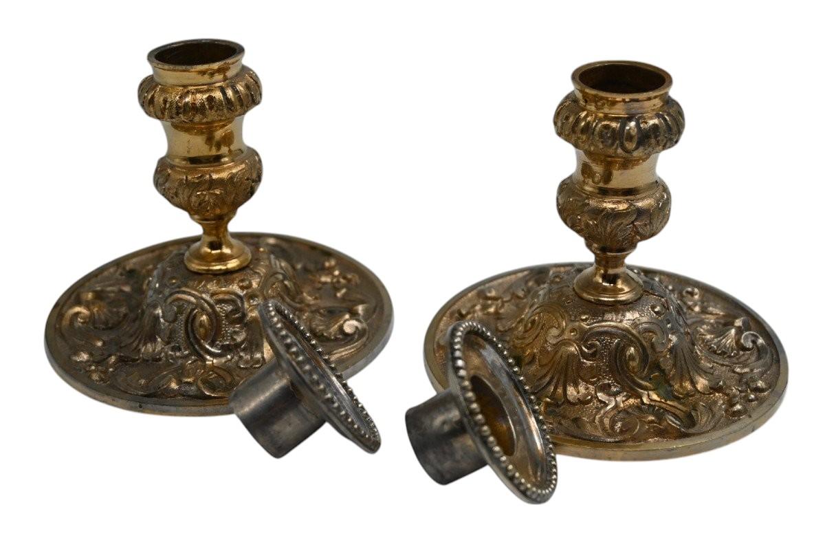 French Pair Of 18th Century Gilt Bronze Candlesticks For Sale